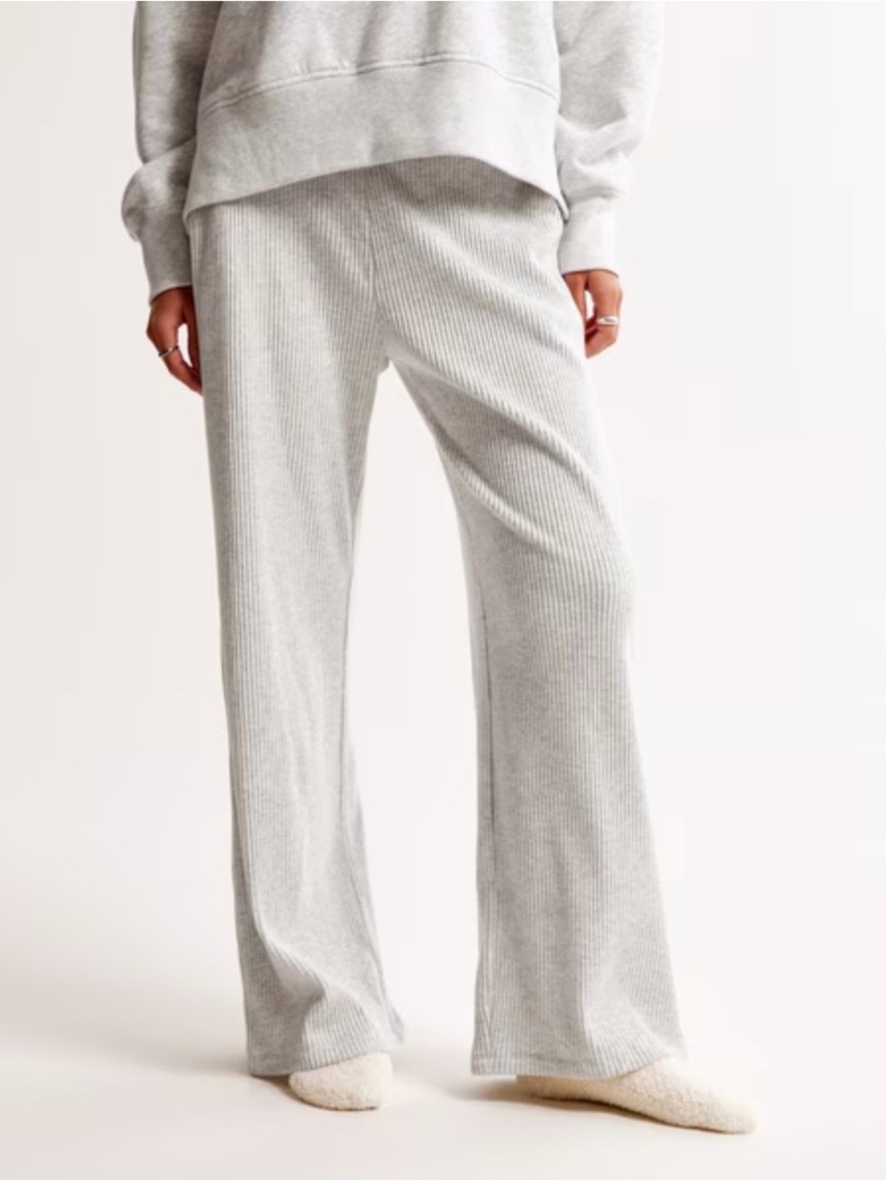 Abercrombie A&F Lounge Collection Soft Rib Knit Wide Leg Pants Size L